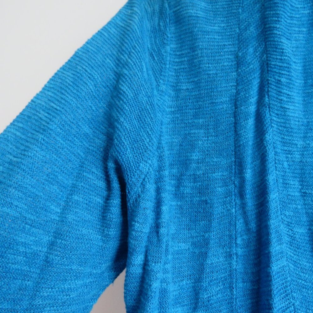 EILEEN FISHER Linen Cotton Blend Textured Knit Open Front Cardigan Ocean Blue 1X - Picture 5 of 15